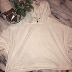 white terricloth hooded crop top